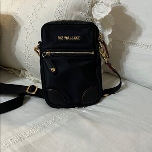 MZ Wallace Black and Gold Messenger Bag